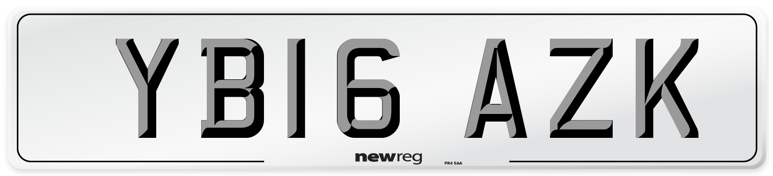 YB16 AZK Number Plate from New Reg